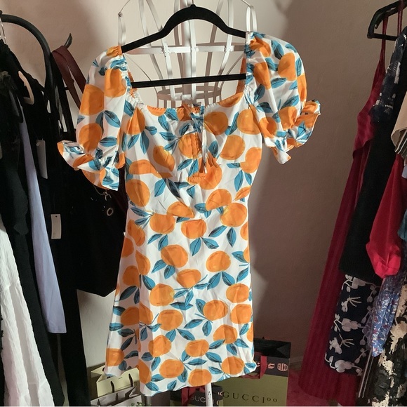 floerns Dresses & Skirts - Floerns Summer Drawstring Sweetheart Neck Oranges Dress sz sm